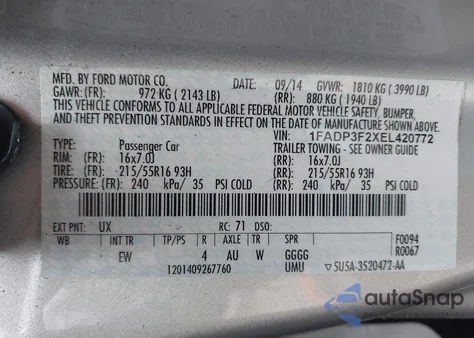 2014 Ford Focus Se z USA, uszkodzony, nr VIN 1FADP3F2XEL420772